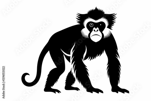 gibbon silhouette line art vector illustration