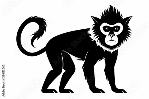 gibbon silhouette line art vector illustration