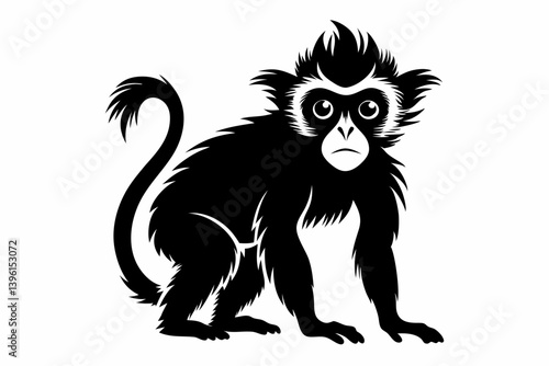 gibbon silhouette line art vector illustration