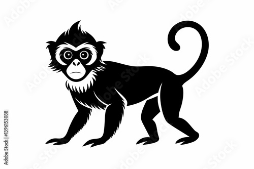 gibbon silhouette line art vector illustration