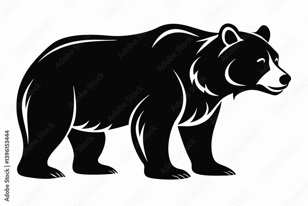Fototapeta premium grizzly bear silhouette line art vector illustration