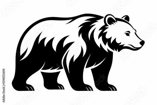 grizzly bear silhouette line art vector illustration