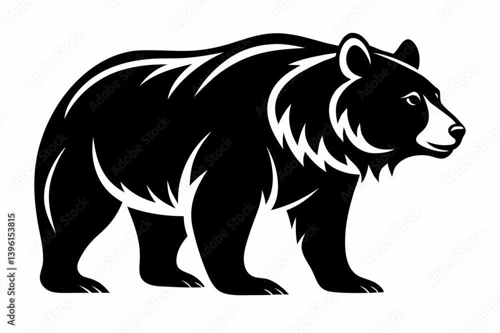 Obraz premium grizzly bear silhouette line art vector illustration