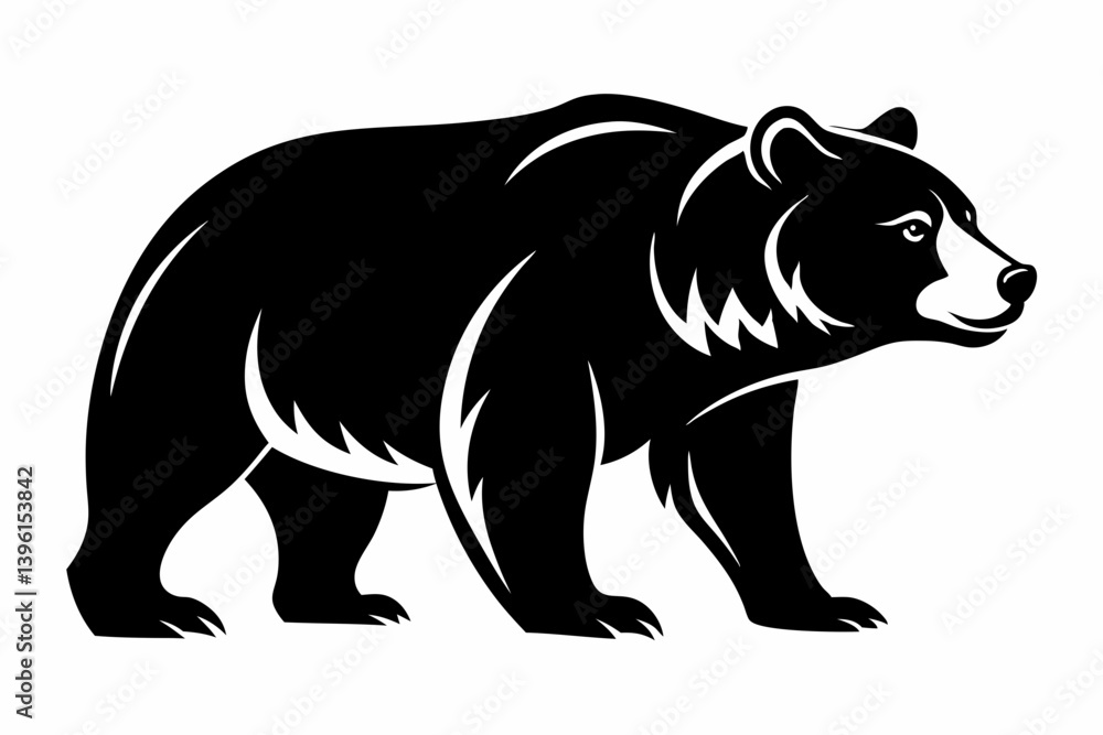 Obraz premium grizzly bear silhouette line art vector illustration