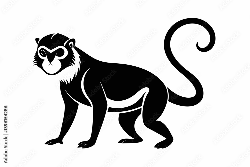 Fototapeta premium guenon silhouette line art vector illustration