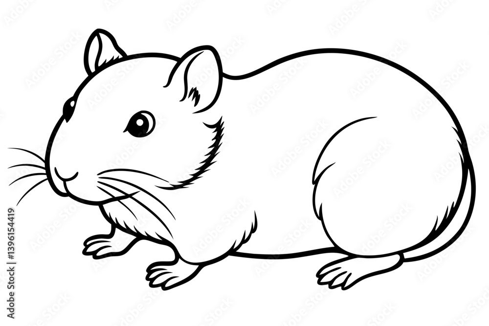 Fototapeta premium hamster silhouette line art vector illustration