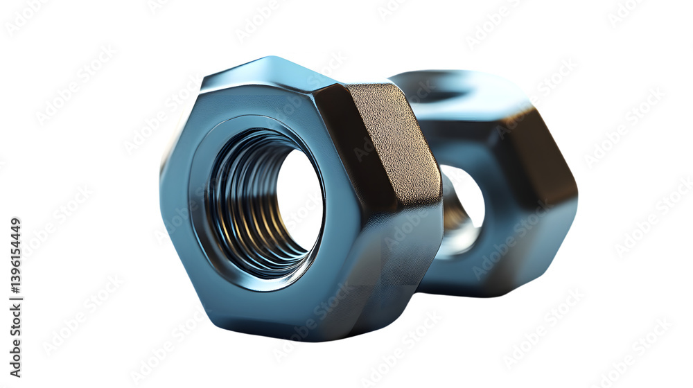 HighQuality 3D Render of a Metallic Nut and Bolt Perfect for Industrial Design Engineering P HighQuality 3D Render of a Metallic Nut and Bolt Perfect for Industrial Design Engineering P