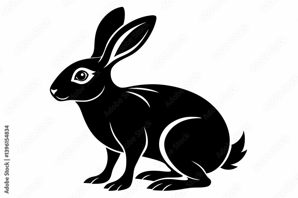 Obraz premium hare silhouette line art vector illustration