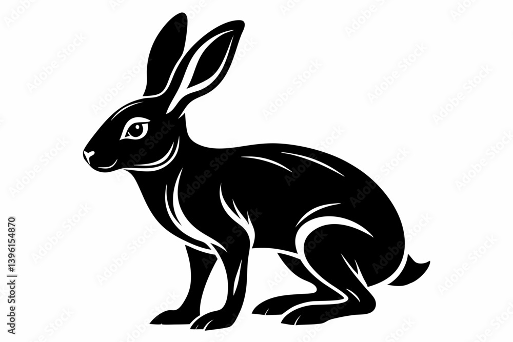 Obraz premium hare silhouette line art vector illustration