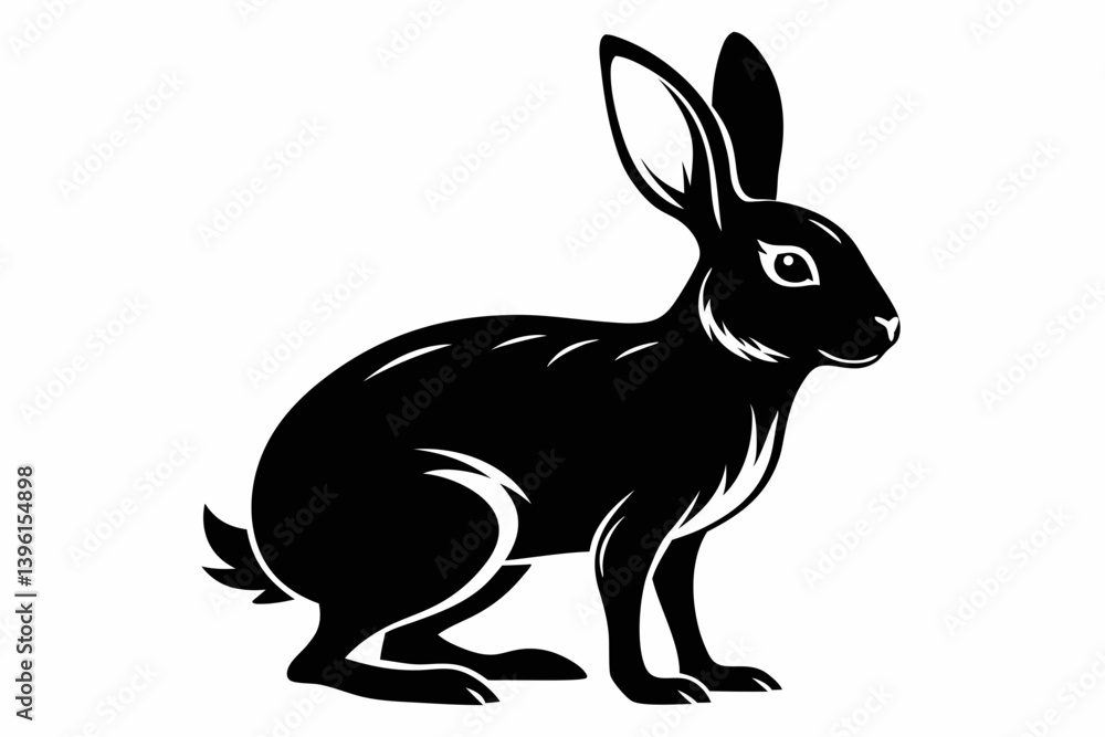 Obraz premium hare silhouette line art vector illustration