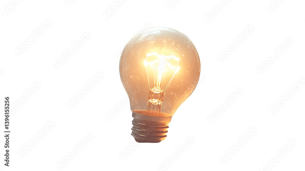 Illuminated Light Bulb Emitting Warm Glow Symbolizing Ideas and Innovation for Creative Projec Illuminated Light Bulb Emitting Warm Glow Symbolizing Ideas and Innovation for Creative Projec