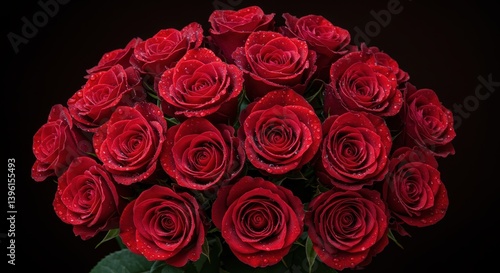 Wallpaper Mural Red roses bouquet with dew drops against a dark background   Torontodigital.ca