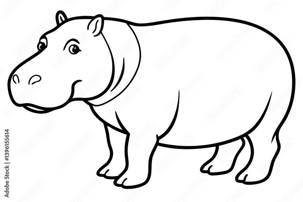 Fototapeta premium hippopotamus silhouette line art vector illustration