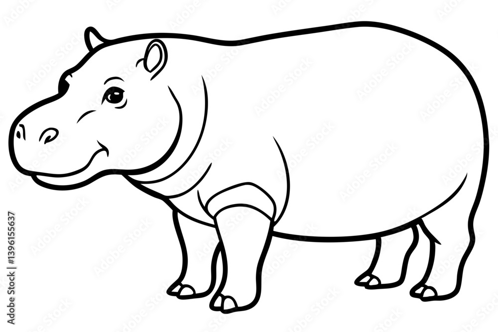 hippopotamus silhouette line art vector illustration hippopotamus silhouette line art vector illustration