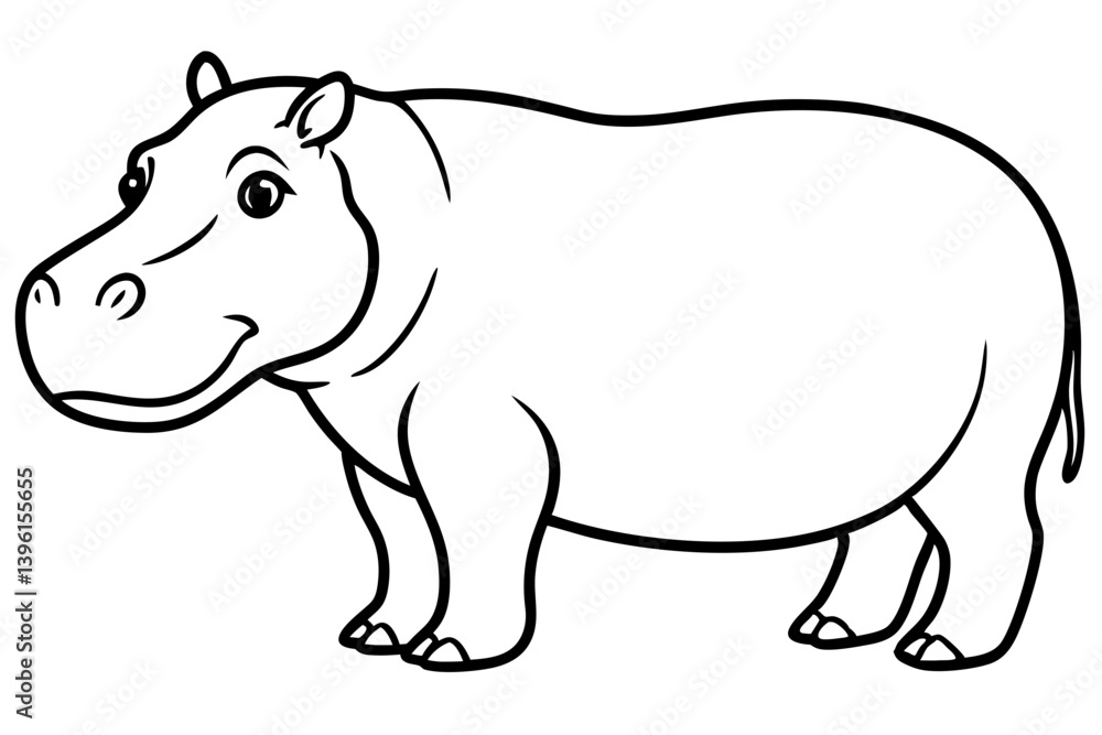 hippopotamus silhouette line art vector illustration hippopotamus silhouette line art vector illustration