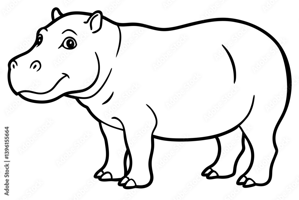 Fototapeta premium hippopotamus silhouette line art vector illustration