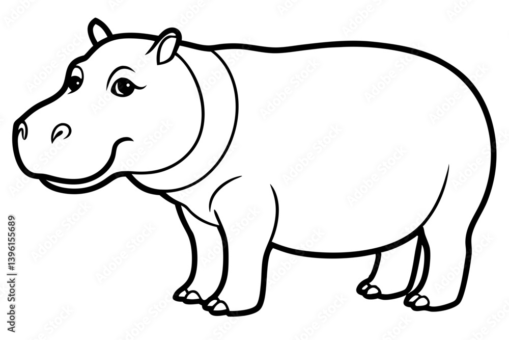 hippopotamus silhouette line art vector illustration hippopotamus silhouette line art vector illustration