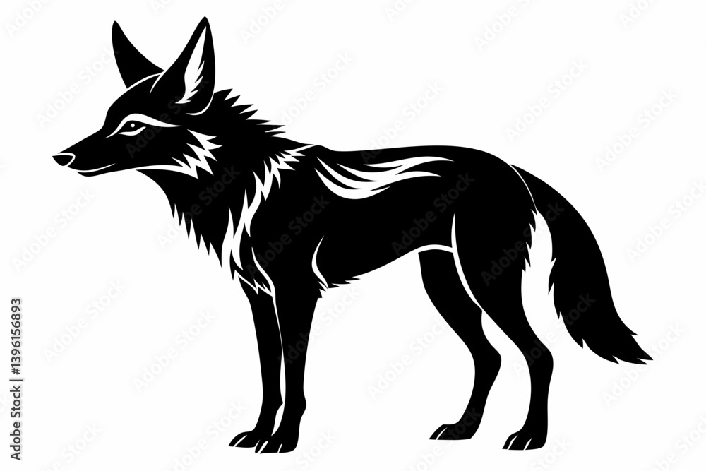 jackal silhouette line art vector illustration jackal silhouette line art vector illustration