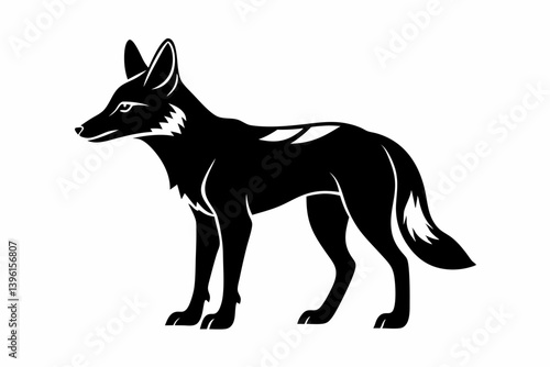 jackal silhouette line art vector illustration