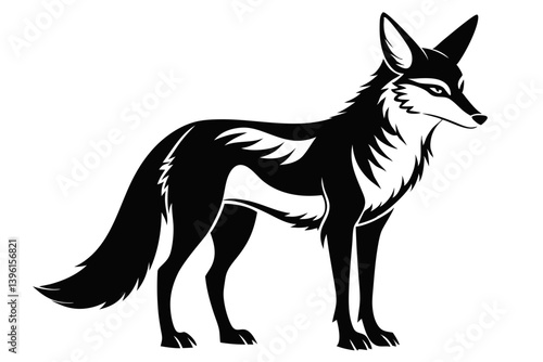 jackal silhouette line art vector illustration