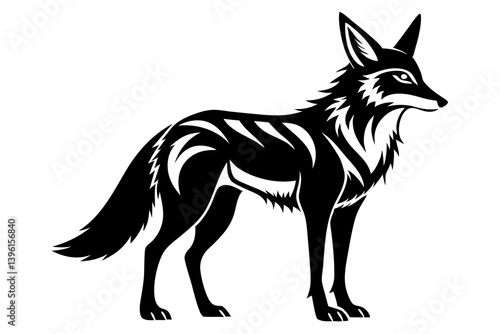 jackal silhouette line art vector illustration
