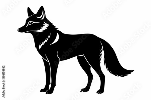 jackal silhouette line art vector illustration