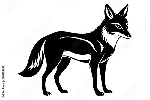 jackal silhouette line art vector illustration