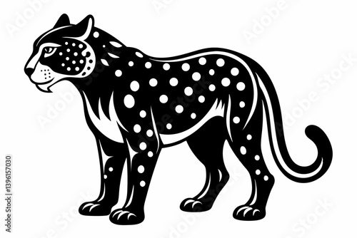 jaguar silhouette line art vector illustration