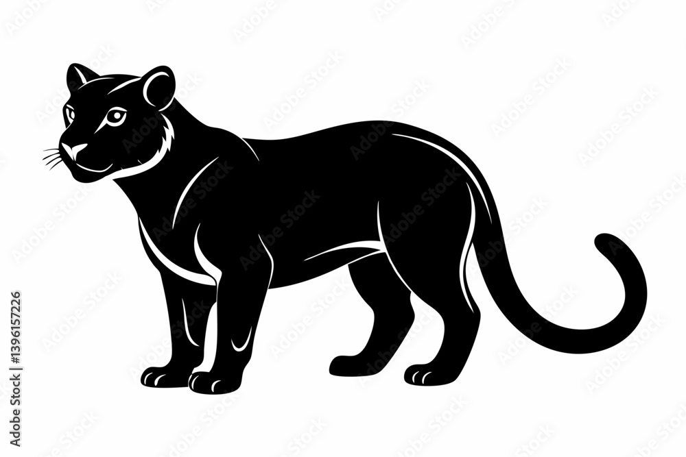 Fototapeta premium jaguarundi silhouette line art vector illustration