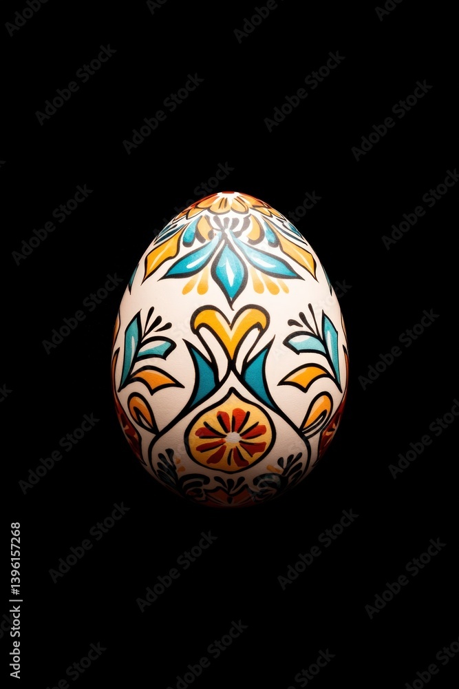 Ukrainian pysanka Easter egg featuring intricate patterns on a dark background Ukrainian pysanka Easter egg featuring intricate patterns on a dark background