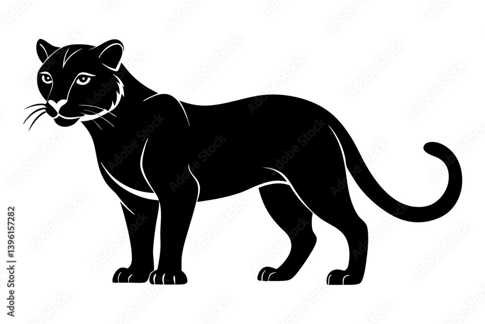 Fototapeta premium jaguarundi silhouette line art vector illustration