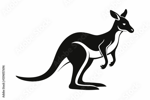 kangaroo silhouette line art vector illustration