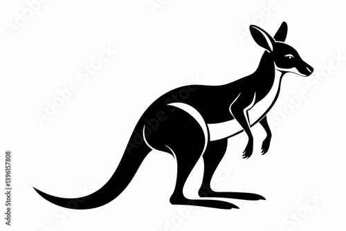 kangaroo silhouette line art vector illustration