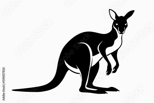 kangaroo silhouette line art vector illustration
