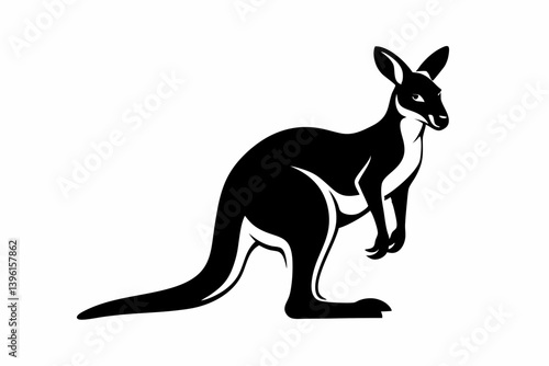 kangaroo silhouette line art vector illustration