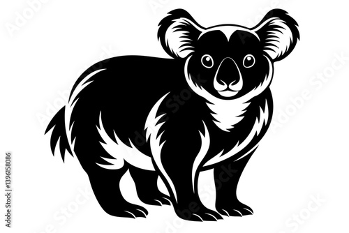 Photography koala silhouette line art vector illustration