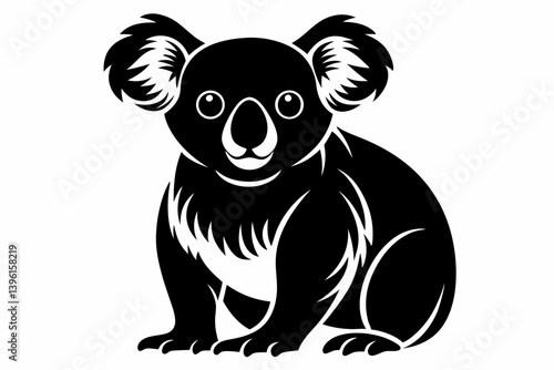 Photography koala silhouette line art vector illustration
