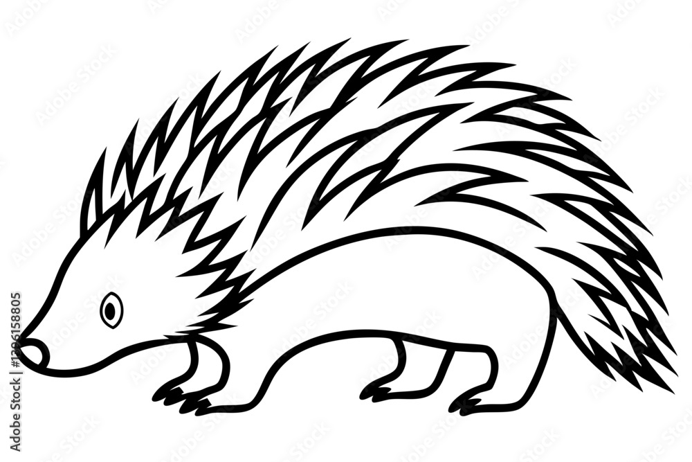 porcupine silhouette line art vector illustration porcupine silhouette line art vector illustration