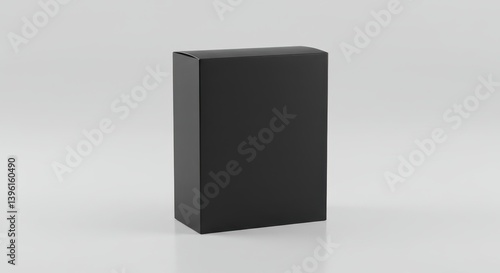 Black packaging box on neutral background  