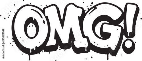 graffiti OMG chat abbreviation in black over white