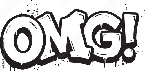 graffiti OMG chat abbreviation in black over white
