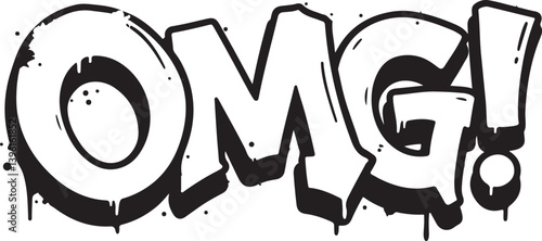 graffiti OMG chat abbreviation in black over white