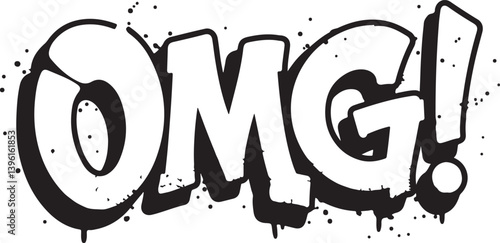 graffiti OMG chat abbreviation in black over white
