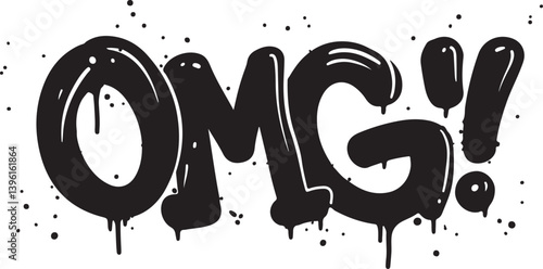 graffiti OMG chat abbreviation in black over white