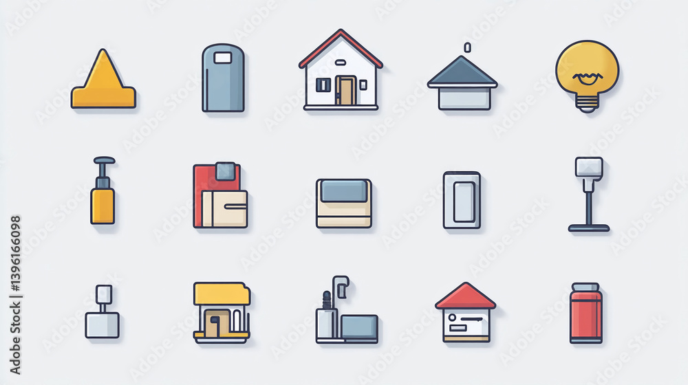 Vector icon set of home and daily life objects for web design and mobile app interfaces design elements Vector icon set of home and daily life objects for web design and mobile app interfaces design elements