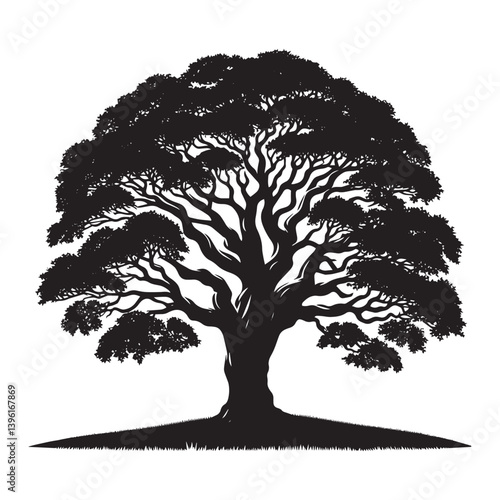 Sycamore Tree Vector Silhouette, Majestic Tree Outline, Nature-Inspired Clipart for Wall Art, Logos, Stickers, Apparel, Digital Prints, Crafts, Posters, and Home Decor.
