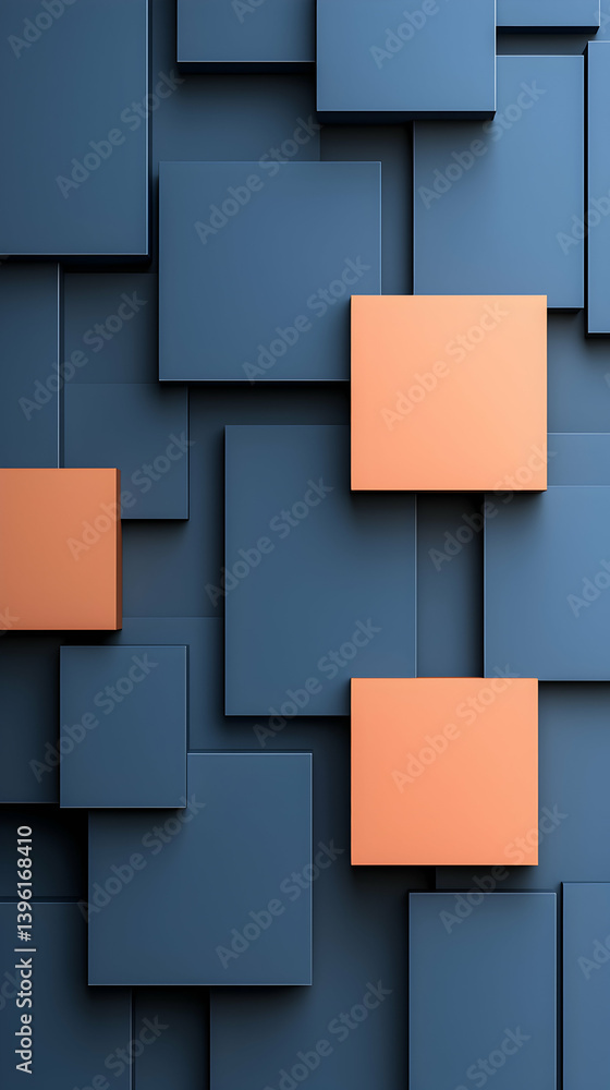 Abstract Geometric Background with Dark Blue and Copper Squares Abstract Geometric Background with Dark Blue and Copper Squares