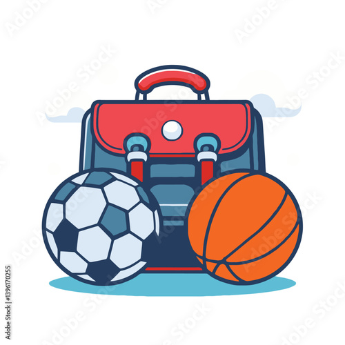 Sports Bag Icon – Soccer and Basketball Balls Graphic