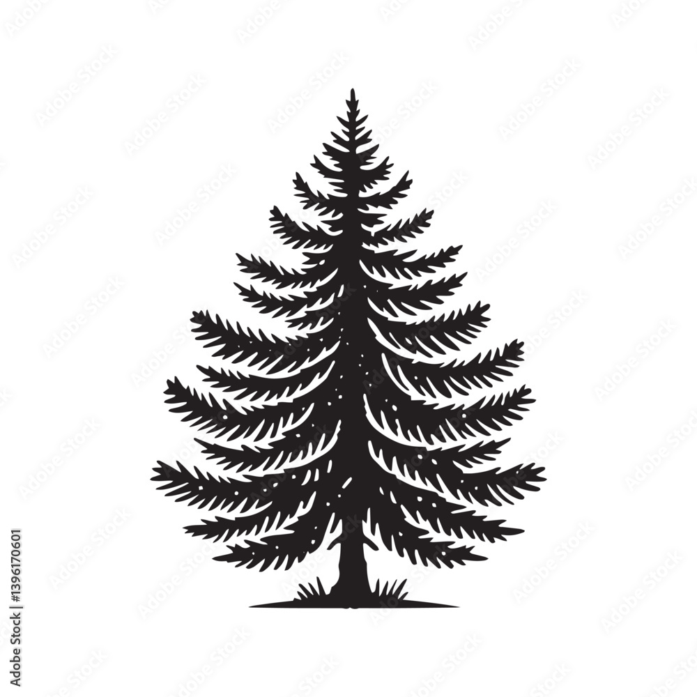 Spruce Tree Vector Silhouette, Elegant Evergreen Tree Outline, Nature-Inspired Clipart for Wall Art, Logos, Stickers, Apparel, Digital Prints, Crafts, Posters, and Home Decor. Spruce Tree Vector Silhouette, Elegant Evergreen Tree Outline, Nature-Inspired Clipart for Wall Art, Logos, Stickers, Apparel, Digital Prints, Crafts, Posters, and Home Decor.