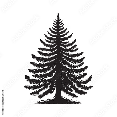 Spruce Tree Vector Silhouette, Elegant Evergreen Tree Outline, Nature-Inspired Clipart for Wall Art, Logos, Stickers, Apparel, Digital Prints, Crafts, Posters, and Home Decor.